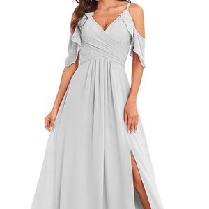 Women's Cold Shoulder Long Chiffon Bridesmaid Dress